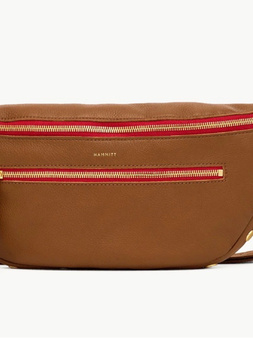 NWT, Hammitt Charles Crossbody Large in Mahogany Pebble/Brushed Gold Red Zip - Picture 6 of 9